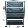 Mjm Internaitonal Jumbo Four Shelf Linen Cart, Standard Mesh - R.Blue 350-4C-SM-RB